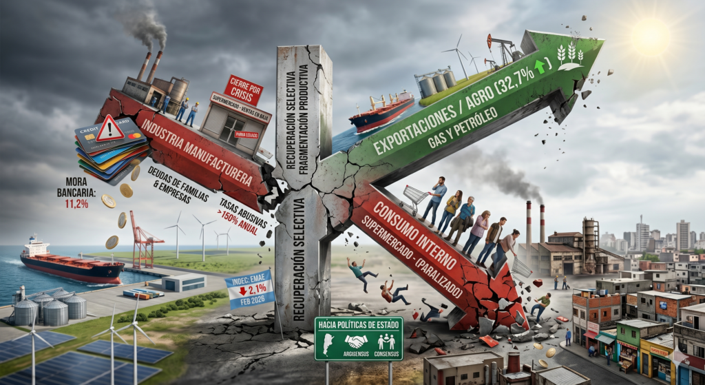 Fragmentación productiva: una “K” como foto de la economía