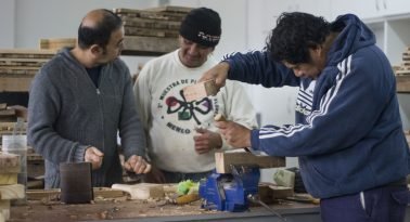 Fotos sacadas en el partido de Moreno, en Julio de 2019. Las imagenes dan cuenta del trabajo realizado entre talleristas y alumnos en el area de Carpintería.