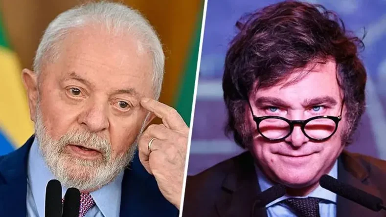 Esta imagen muestra al presidente de Brasil, Luiz Inácio Lula da Silva, y al presidente de Argentina, Javier Milei.