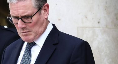(FILES) Britain's Prime Minister Keir Starmer reacts as he prepares to leave the Elysee Presidential Palace in Paris on April 17, 2026. British Prime Minister Keir Starmer promised on May 9, 2026, he would "listen to voters" after his Labour party received a historic drubbing in local and regional elections. (Photo by Tom Nicholson / POOL / AFP)